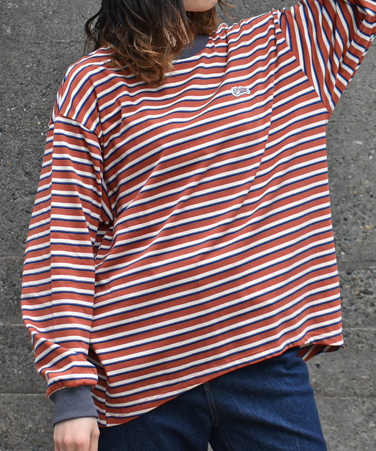 Bouncy.ワッペン付ボーダーロンT