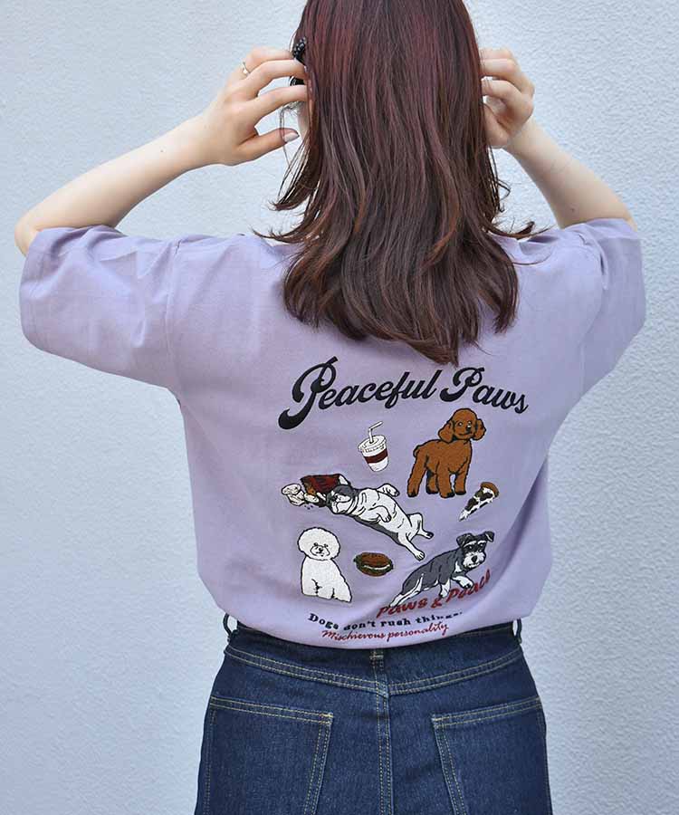 のんびりdog刺繍Tシャツ
