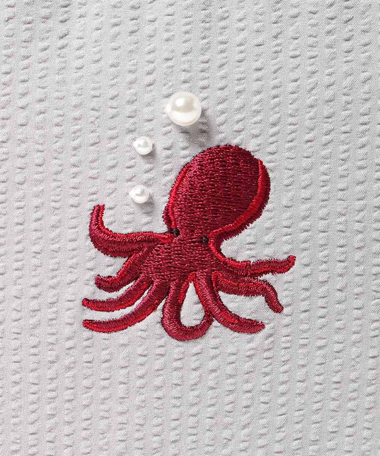 海洋生物パール刺繍多ポケットポーチ