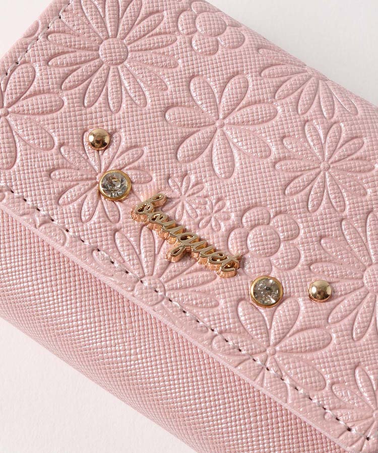 ≪SALE≫お花型押しがま口折財布