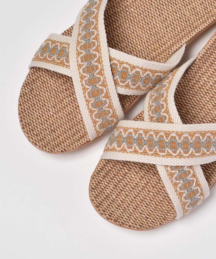 ≪SALE≫刺繍ベルトジュートスリッパ