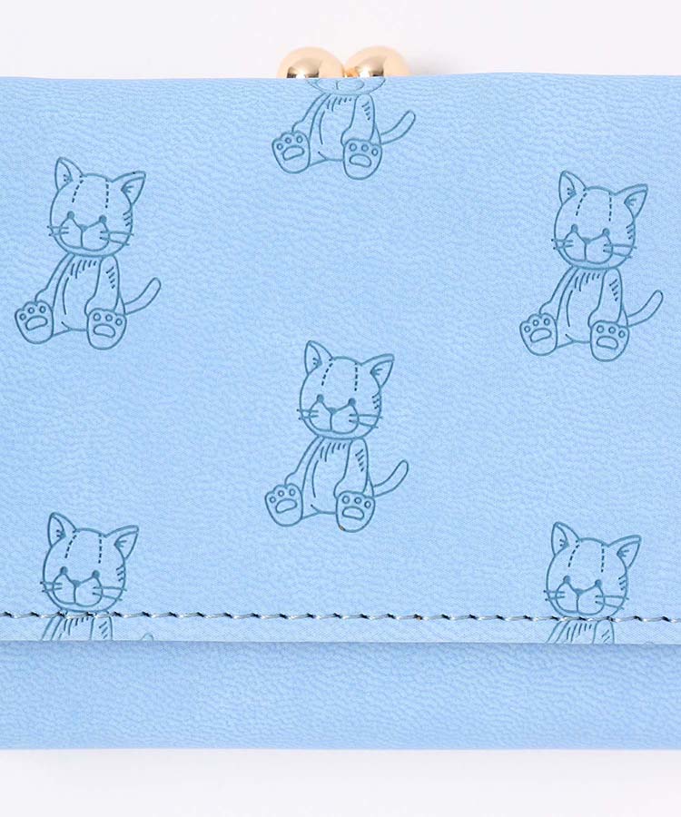 ≪SALE≫ねこ型押しがま口折財布