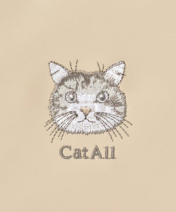 CAT ALL舟形フェイス刺繍ポーチ