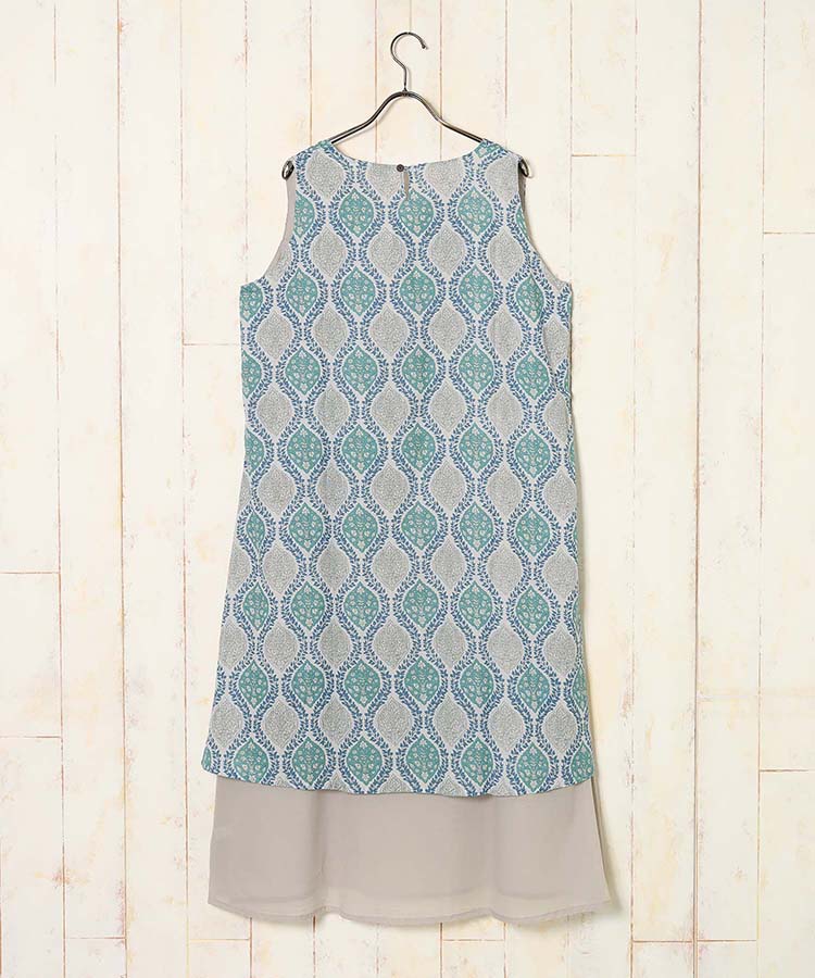 ≪SALE≫袖なしオリエンタル柄ワンピース