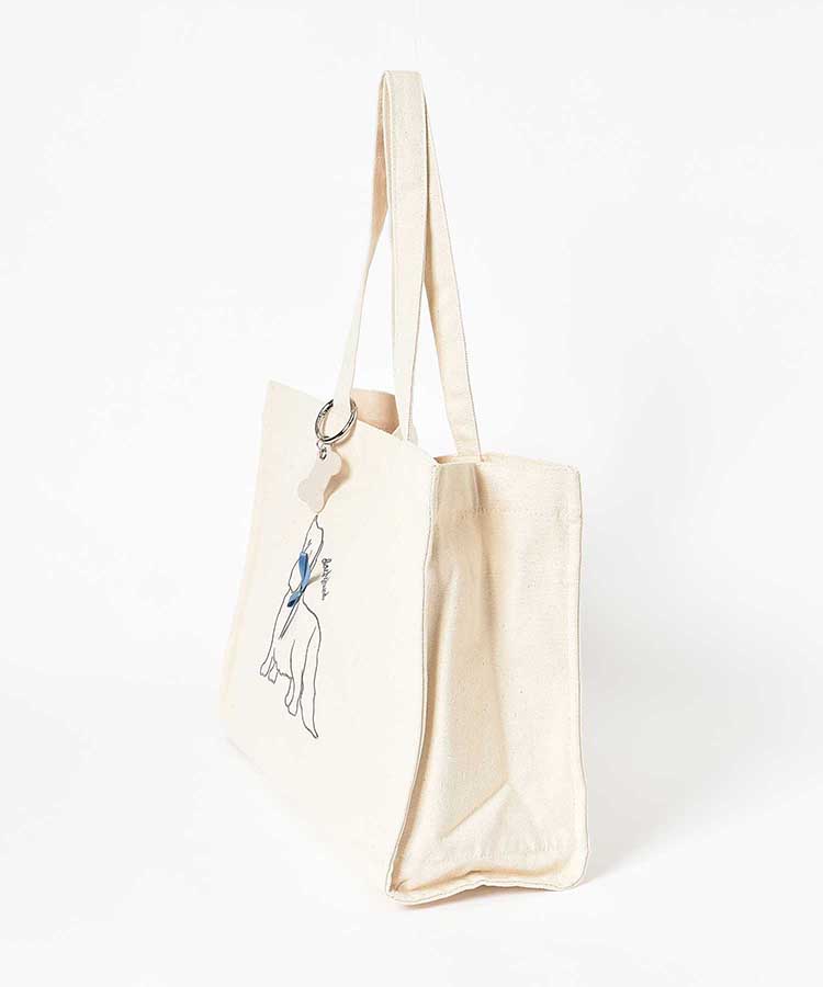 le petale dog looking up刺繍トート