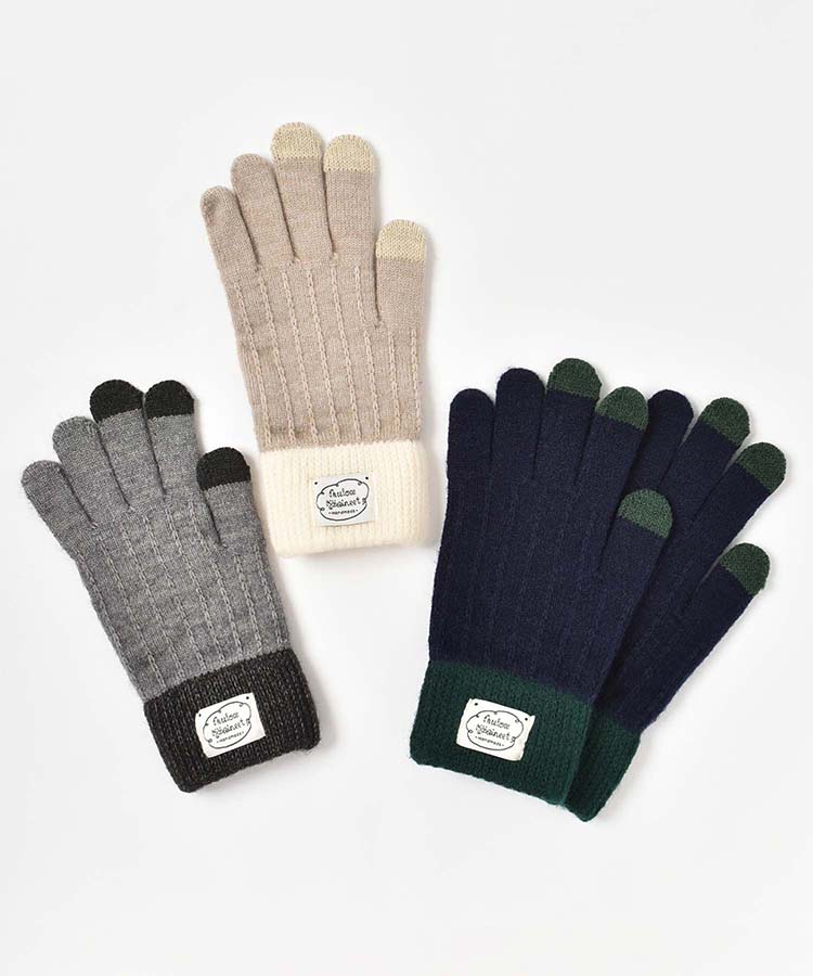 ≪SALE≫スマホタッチ配色ニットグローブ
