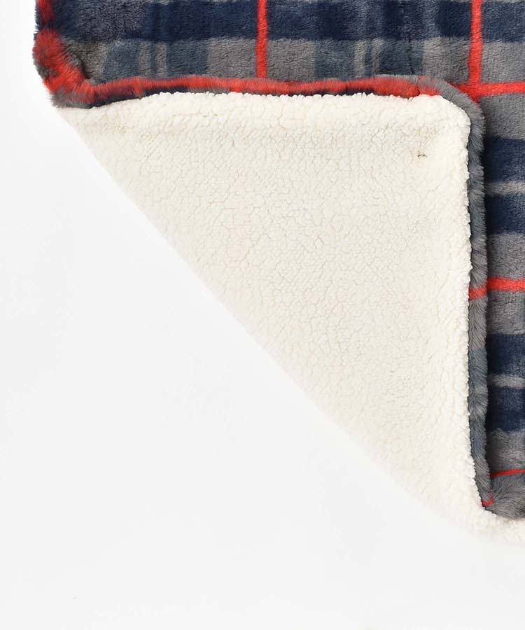 チェック柄エコファー裏ボアブランケット