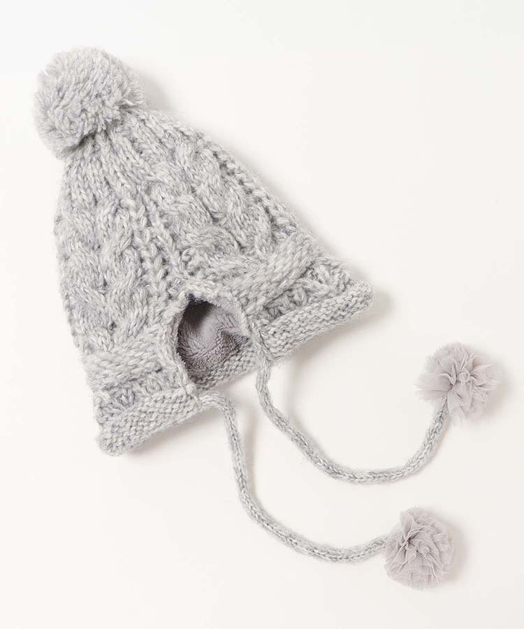 バックスリット裏ボアぽんぽんニット帽