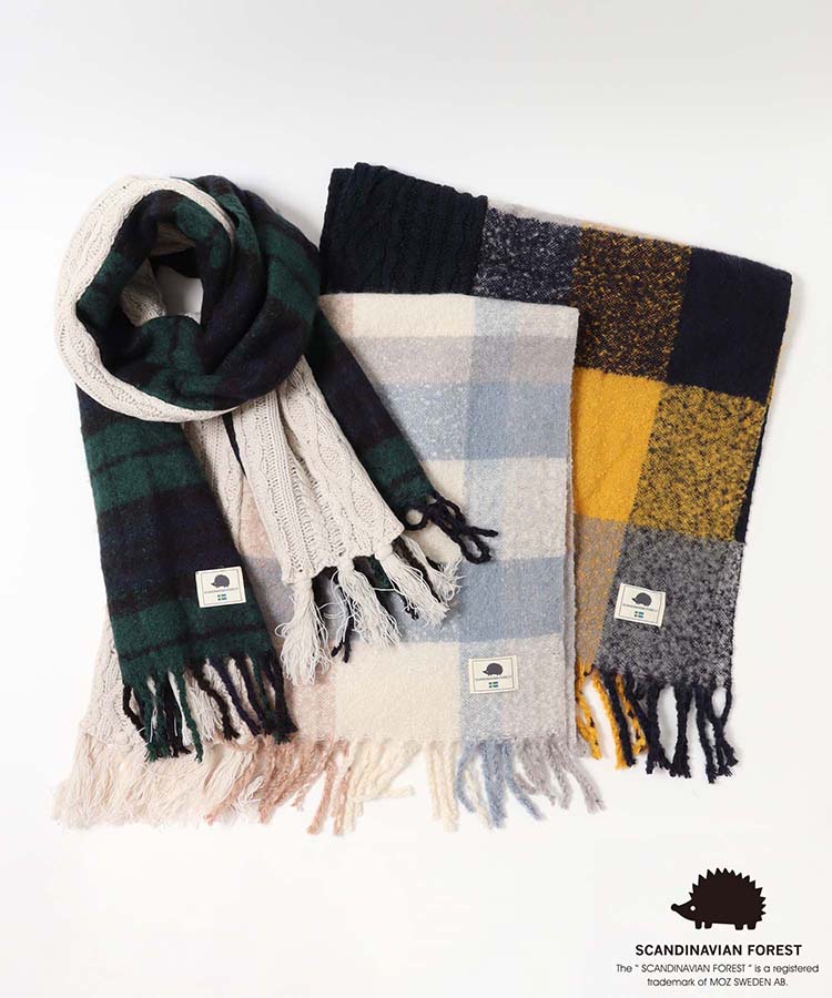 スカンジナビアンフォレスト  チェックニットストール