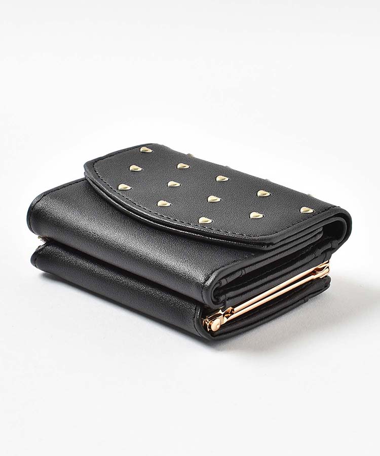 プチハート刺繍二つ折りがま口財布