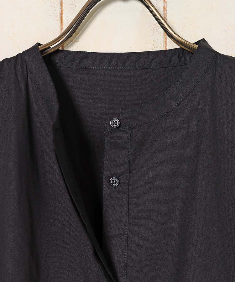 ポプリン前開きカフス袖ワンピース