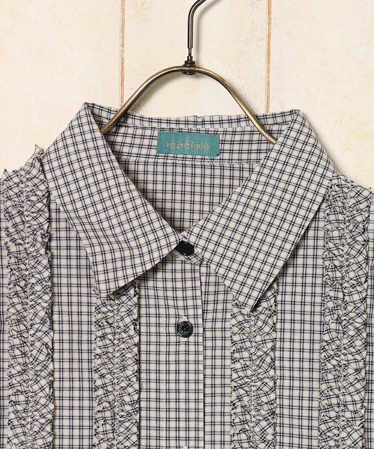 le petaleフリルラインチェックブラウス