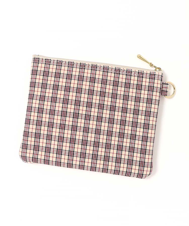 タイプライターチェック柄フラットポーチ