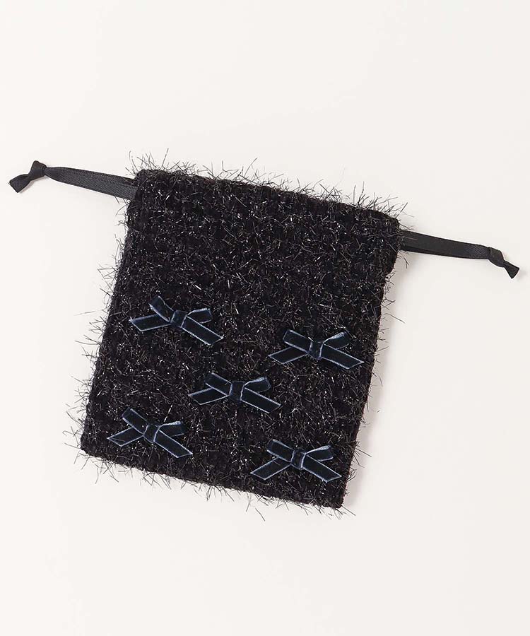 プチリンドラメニットリボンミニ巾着