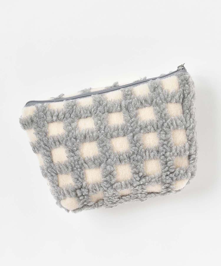 ボアチェック舟型ポーチ