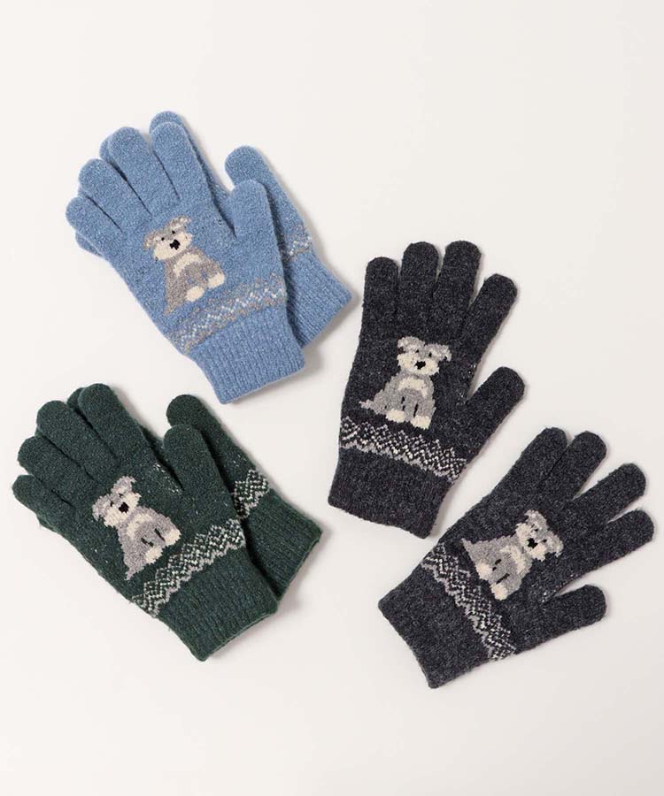 裏起毛シュナウザーニットグローブ