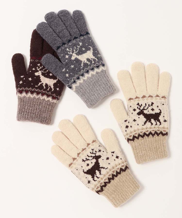 裏起毛トナカイニットグローブ