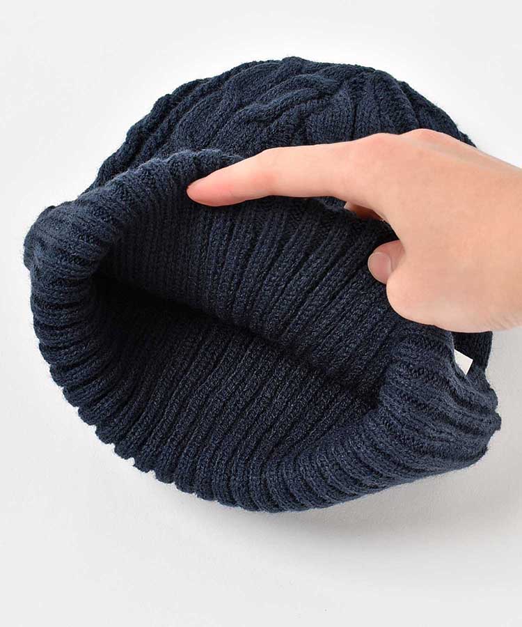 リバーシブル2WAYリブ＆ケーブルニット帽