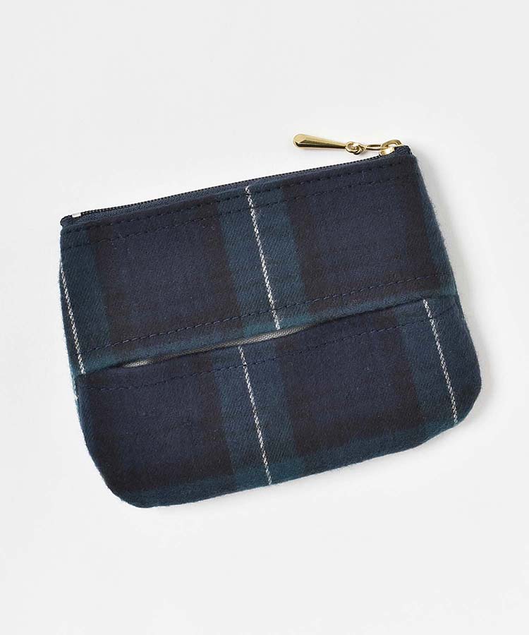 起毛チェック柄ティッシュポーチS