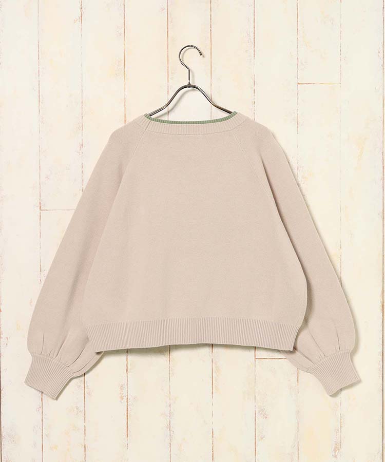 ≪SALE≫スウェットライクニット配色ロゴプルオーバー