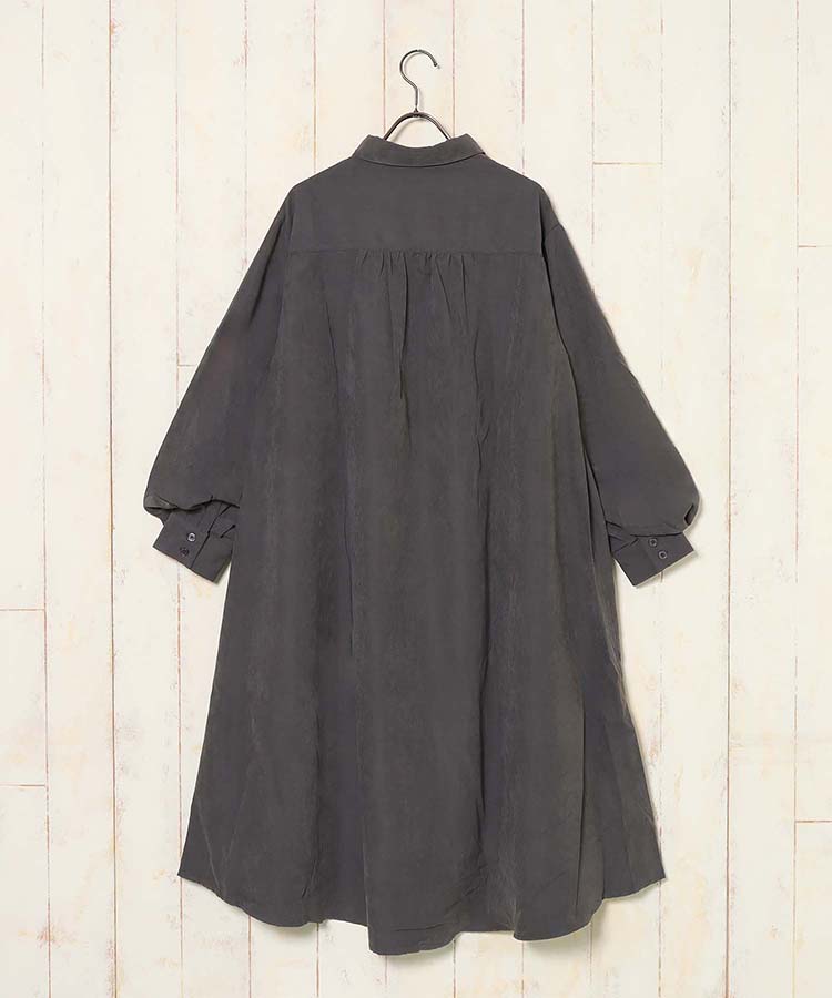 ピーチ起毛袖ボリュームシャツワンピース