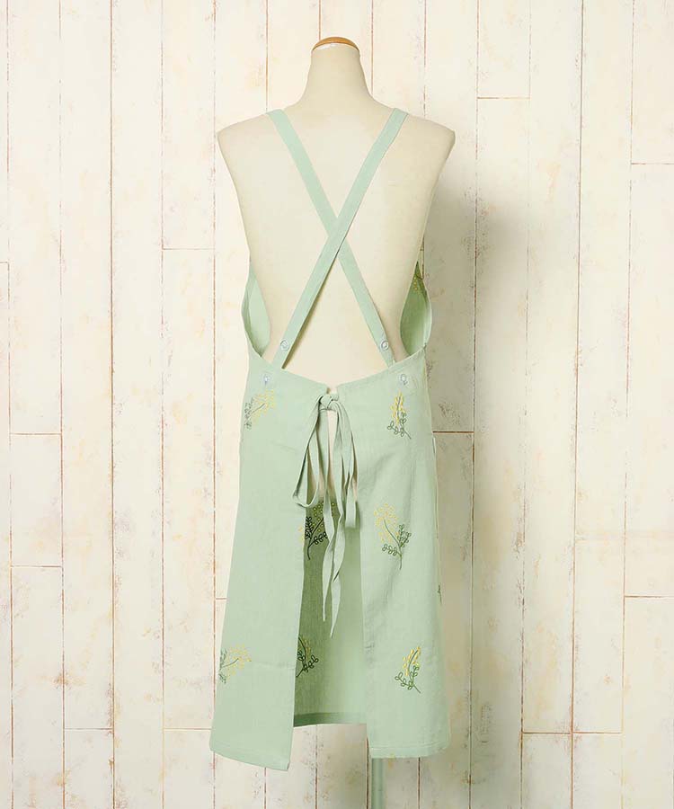 ミモザ刺繍エプロン