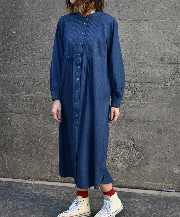 ピンタックデニムワンピース