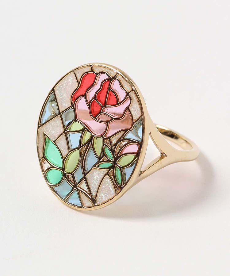 フラワーステンドグラスリング