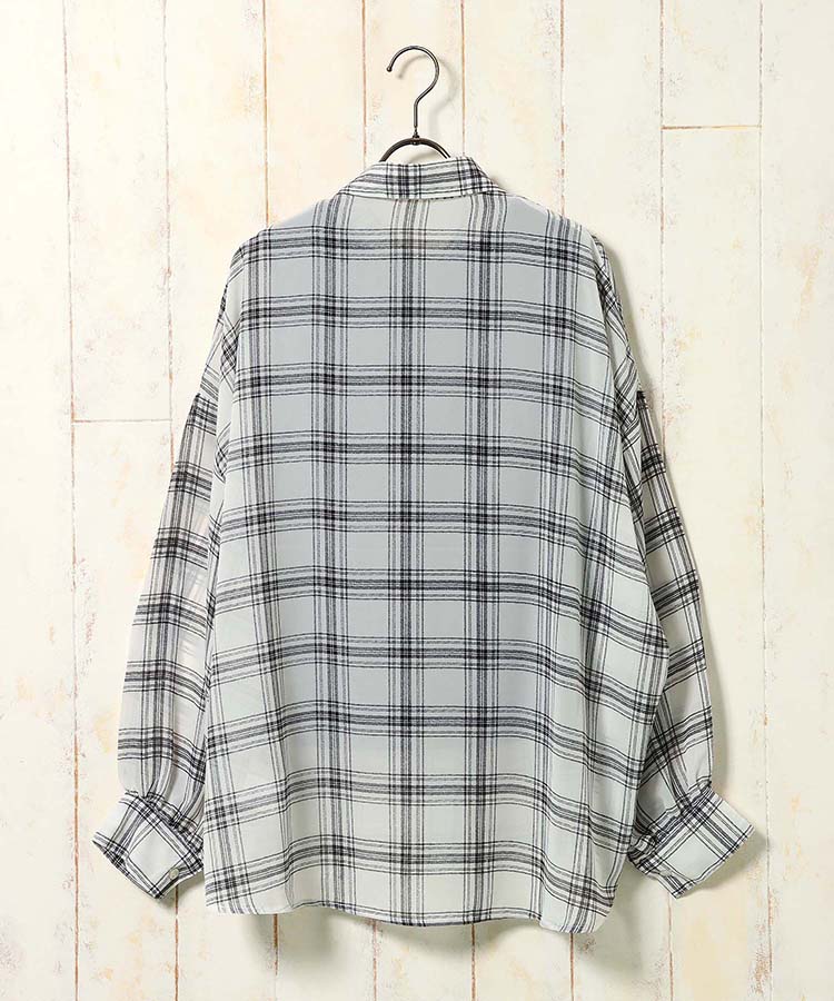 シアーチェックタンクトップ付きブラウス