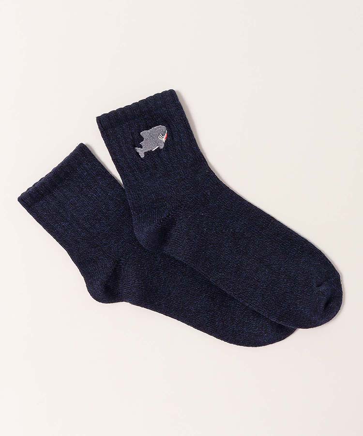 海の生き物刺繍ソックス