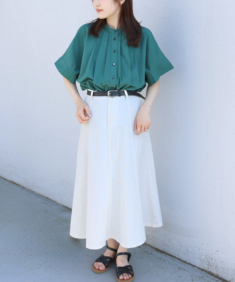 ≪SALE≫ノーカラータックブラウス