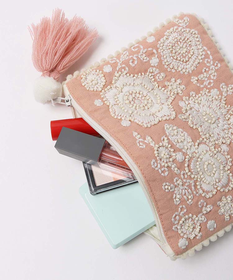 ≪SALE≫ビーズ刺繍フラットポーチLサイズ