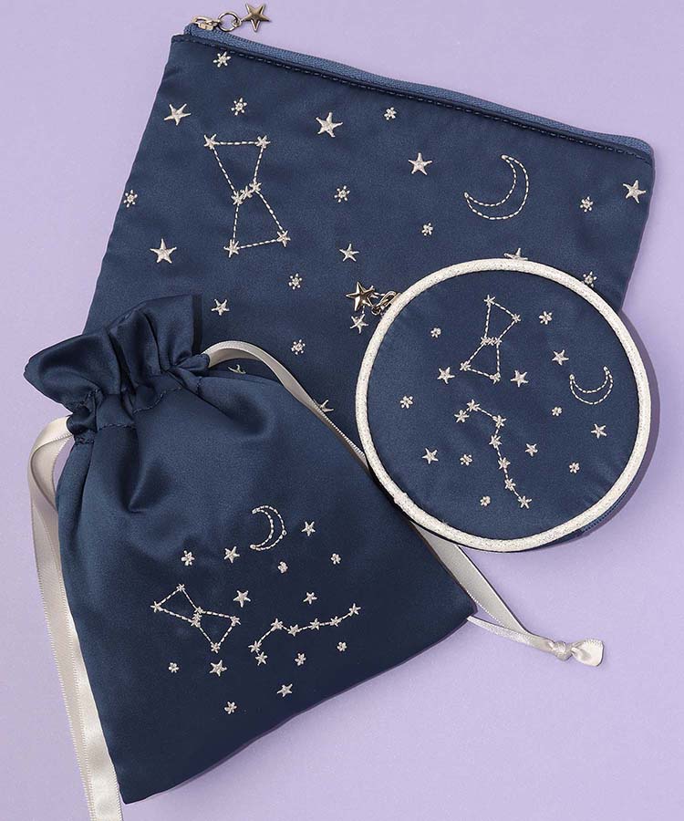 ≪SALE≫星座刺繍フラットポーチ