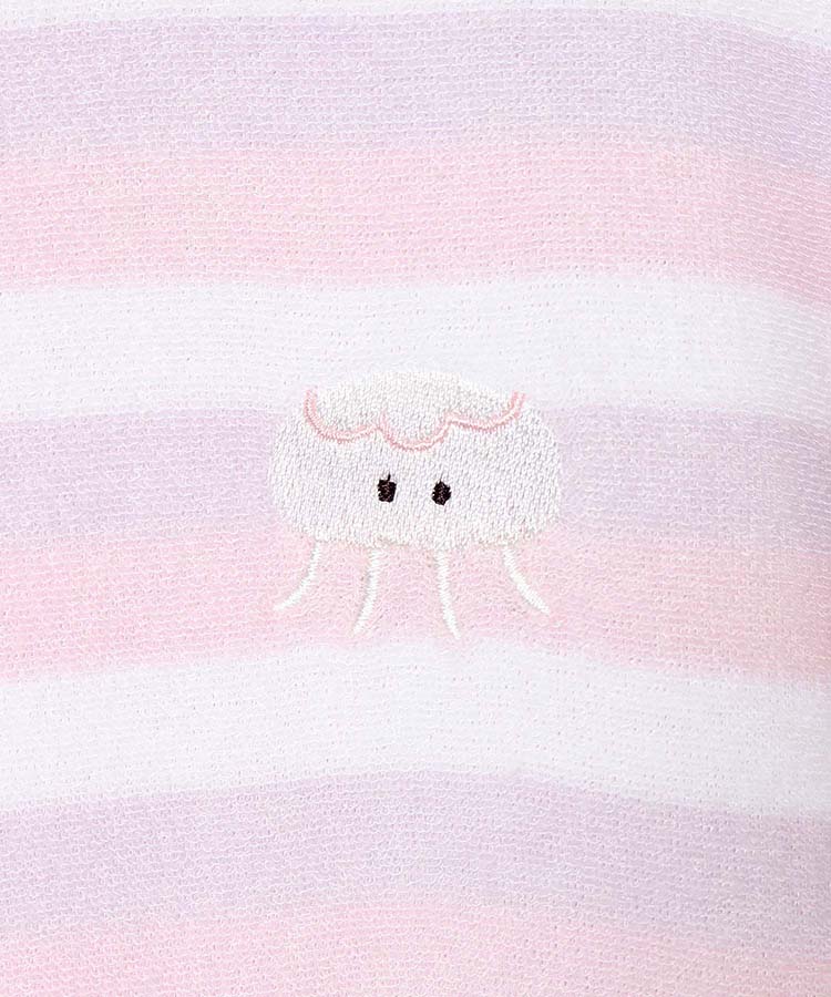 パイルボーダー刺繍ワンピ