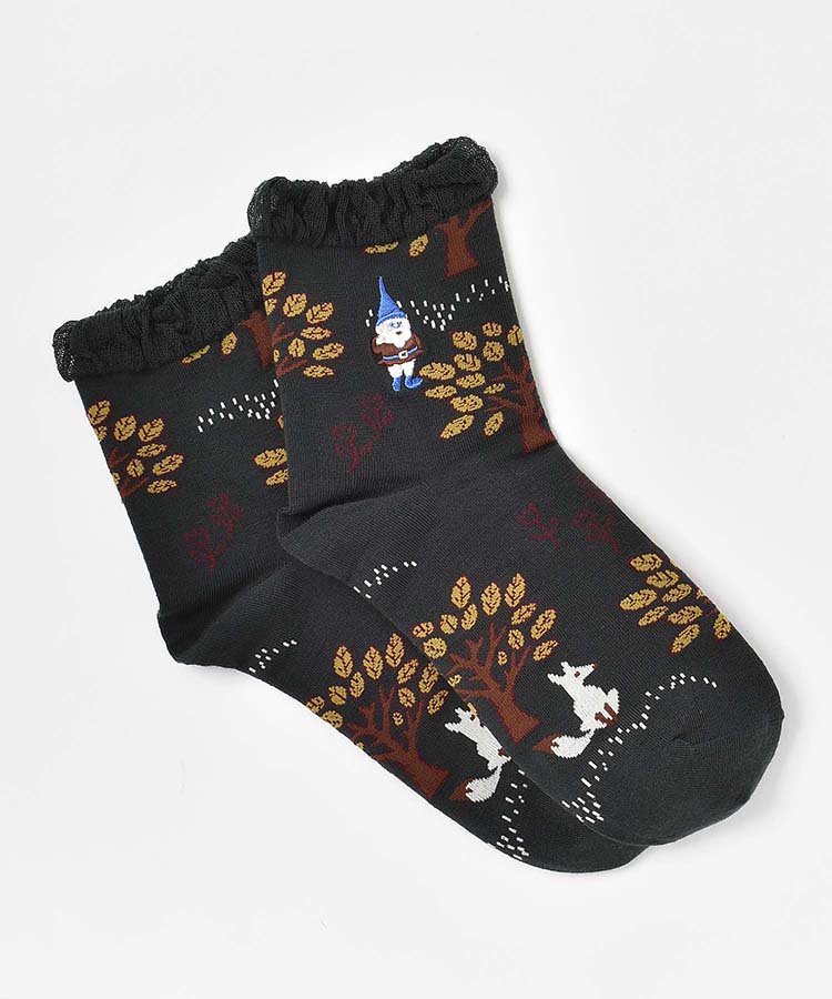 トムテ刺繍ロークルーソックス