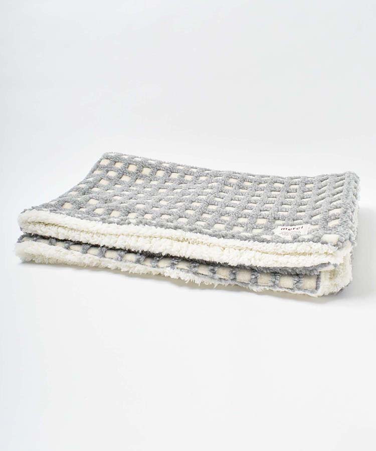 ボアチェックひざ掛け