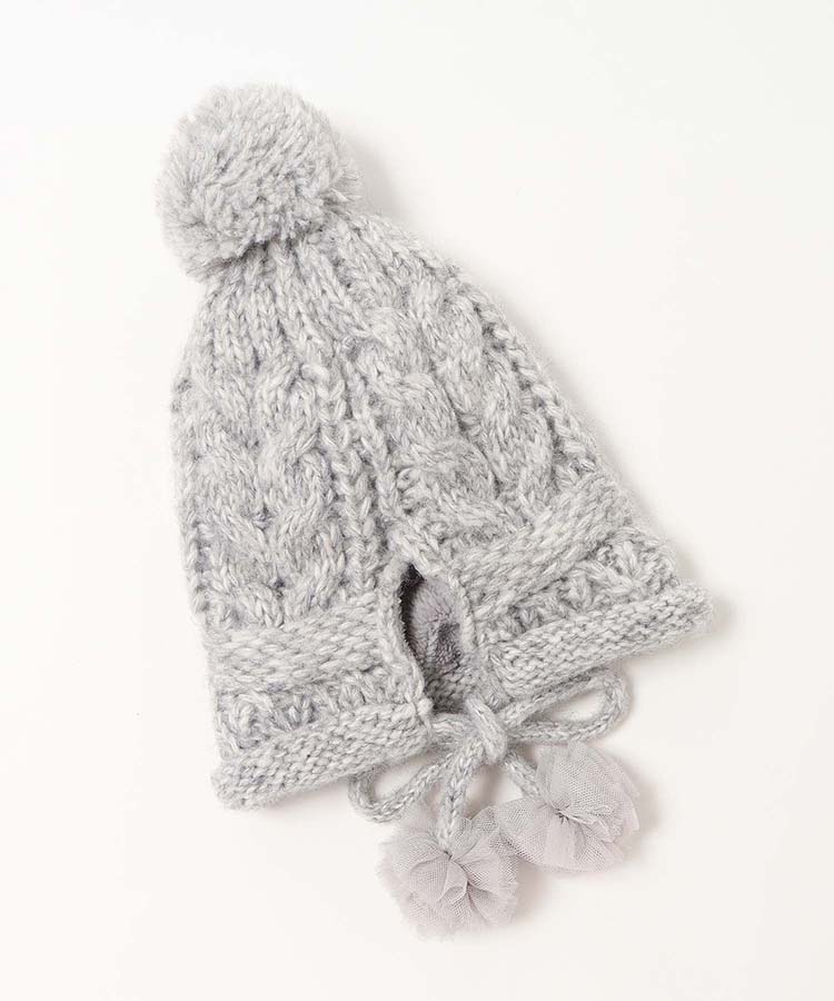 バックスリット裏ボアぽんぽんニット帽