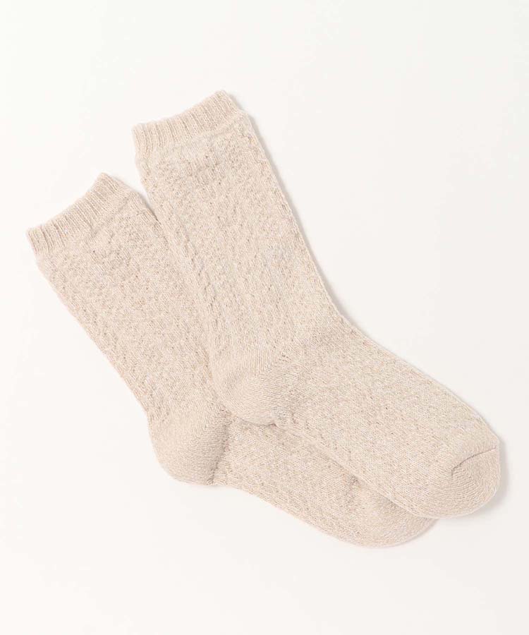 鹿の子畦シルク混ソックス
