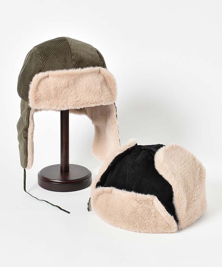 コーデュロイフライトキャップ