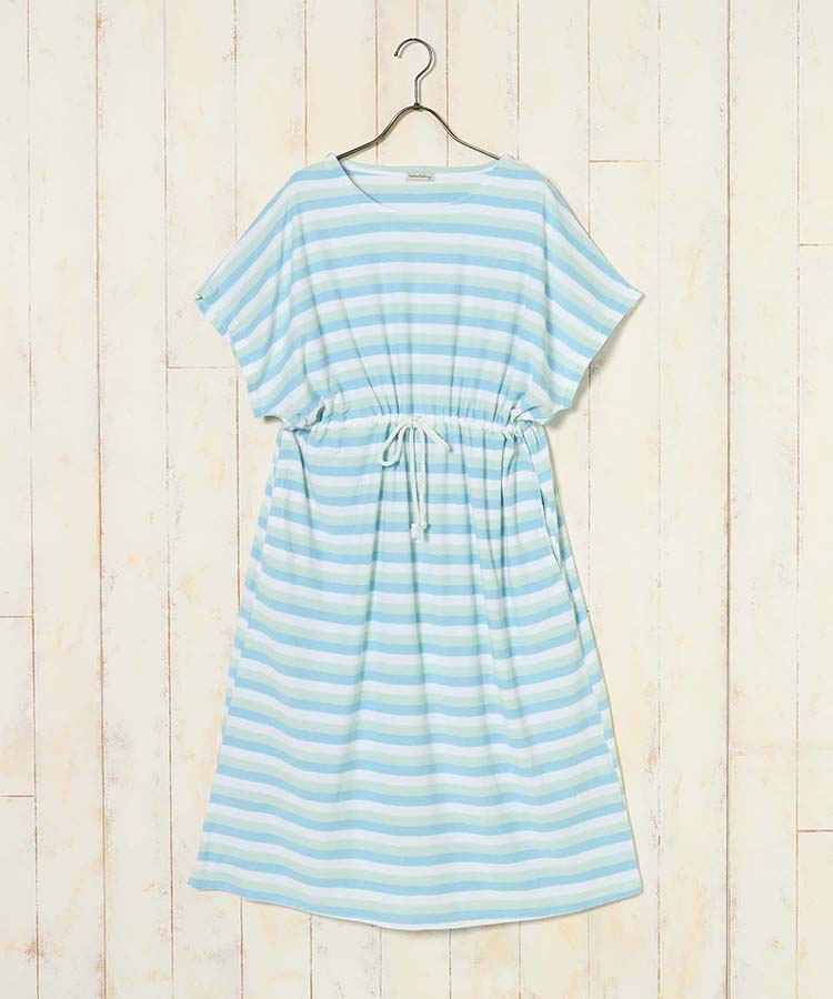 ≪SALE≫パイルボーダールームワンピ