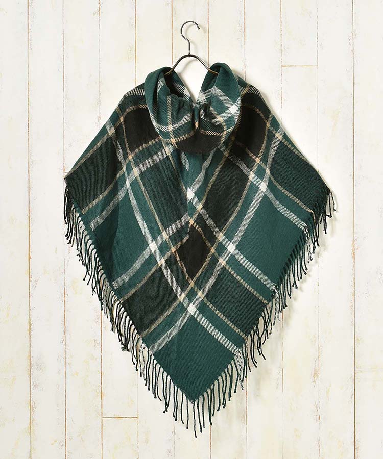 チェックギャザーポンチョ