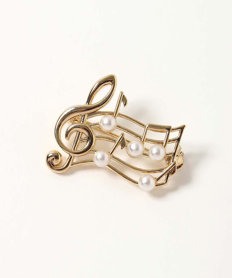 音符パールブローチ