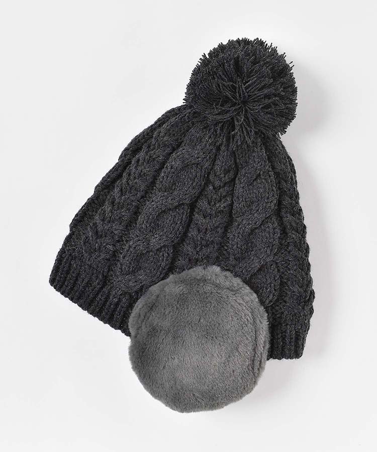 ファー付耳あてニット帽