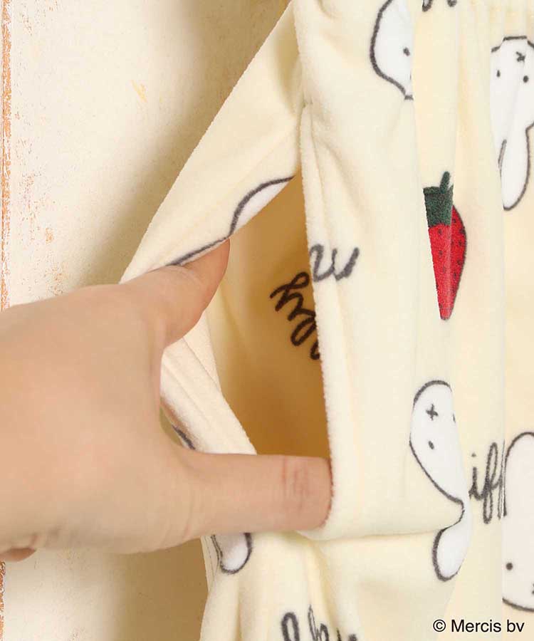 ミッフィーいちご柄前開きパジャマ上下セット