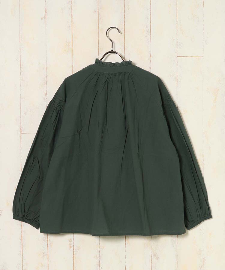襟フリルシャーリングブラウス