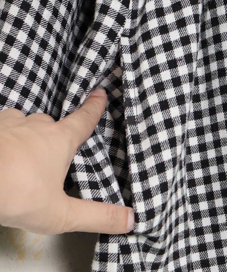 ネルウエスト切替長袖ギャザーワンピース