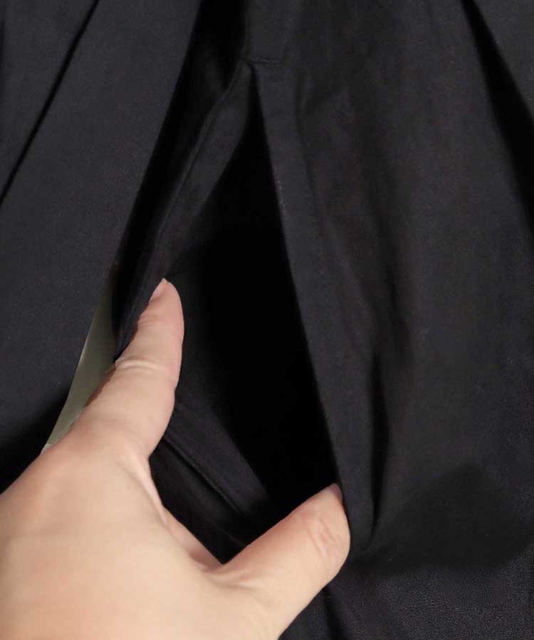 ポプリン前開きカフス袖ワンピース