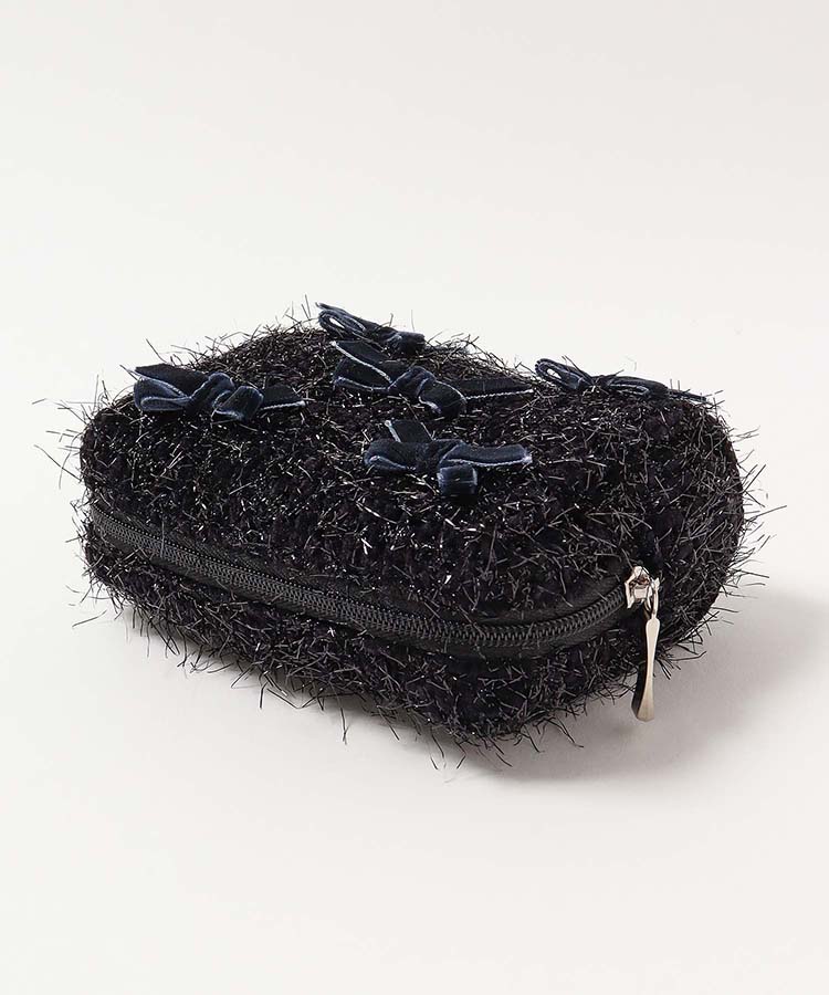 プチリンドラメニットリボンボックスポーチ