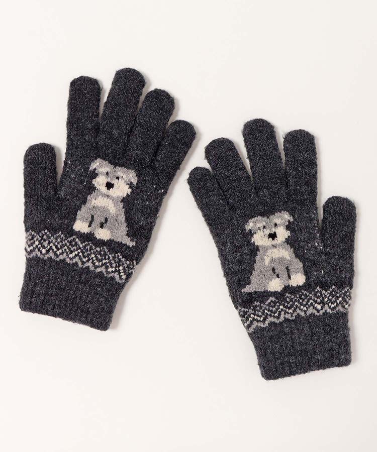 裏起毛シュナウザーニットグローブ