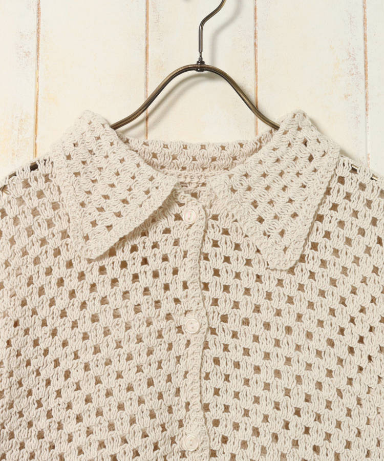 ≪SALE≫【WEB限定】クロシェシャツカラートップス